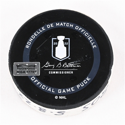 Jake DeBrusk - Boston Bruins - Goal Puck - May 8, 2022 vs. Carolina Hurricanes (Bruins Logo) - 2022 Stanley Cup Playoffs - Round 1, Game 4