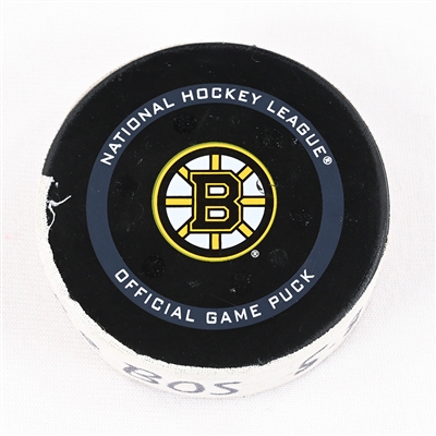 Jake DeBrusk - Boston Bruins - Goal Puck - May 8, 2022 vs. Carolina Hurricanes (Bruins Logo) - 2022 Stanley Cup Playoffs - Round 1, Game 4