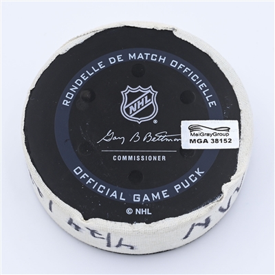 Kevin Fiala - Minnesota Wild - Goal Puck - April 24, 2022 vs Nashville Predators (Predators logo) - 2021-22 NHL Season