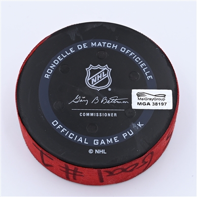 Nolan Foote - New Jersey Devils - Goal Puck - April 29, 2022 vs Detroit Red Wings (New Jersey Devild logo) - 2021-22 NHL Season