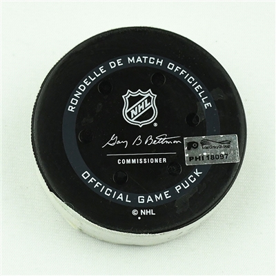Alex Formenton - Ottawa Senators - Goal Puck - December 18, 2021 vs. Philadelphia Flyers (Flyers Logo)