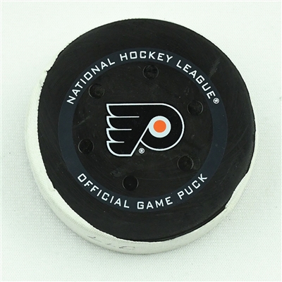 Alex Formenton - Ottawa Senators - Goal Puck - December 18, 2021 vs. Philadelphia Flyers (Flyers Logo)