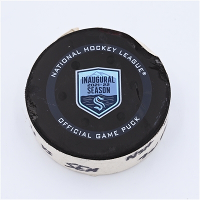 Filip Forsberg - Nashville Predators - Goal Puck - January 25, 2022 vs. Seattle Kraken (Kraken Inaugural Season Logo) - 2021-22 NHL Season