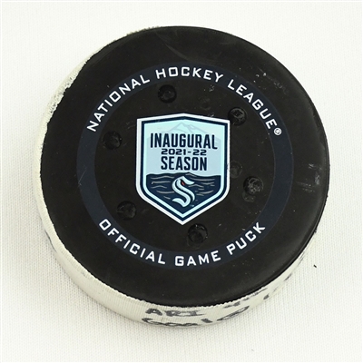 Alex Galchenyuk - Arizona Coyotes - Goal Puck - February 9, 2022 vs. Seattle Kraken (Kraken Inaugural Season Logo) 