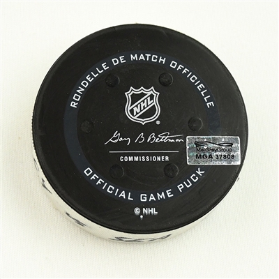 Johnny Gaudreau - Calgary Flames - Goal Puck - December 30, 2021 vs. Seattle Kraken (Kraken Inaugural Season Logo) 