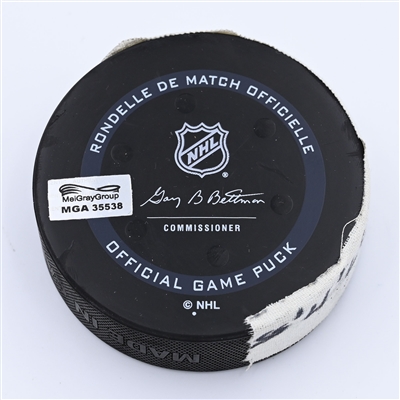 Yanni Gourde - Seattle Kraken - Goal Puck - October 26, 2021 vs. Montreal Canadiens (Kraken Inaugrual Season Logo) - 1st Win in Climate Pledge Arena History - 2021-22 NHL Season