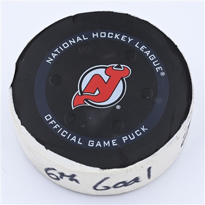 Ryan Graves - New Jersey Devils - Goal Puck - February 28, 2022 vs. Vancouver Canucks (Devils Logo) - 2021-22 NHL Season