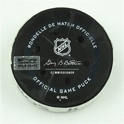 Taylor Hall - Boston Bruins - Goal Puck - January 1, 2022 vs. Buffalo Sabres (Bruins Logo)