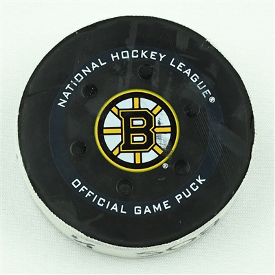 Taylor Hall - Boston Bruins - Goal Puck - January 1, 2022 vs. Buffalo Sabres (Bruins Logo)