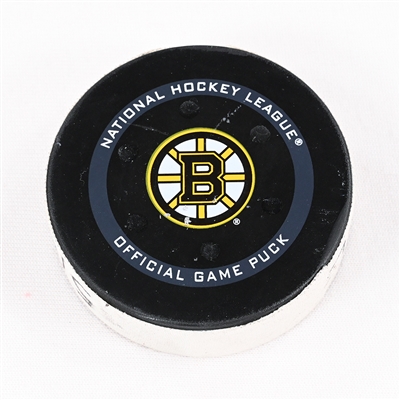 Taylor Hall - Boston Bruins - Goal Puck - May 6, 2022 vs. Carolina Hurricanes (Bruins Logo) - 2022 Stanley Cup Playoffs - Round 1, Game 3