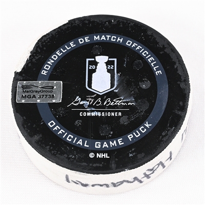 Garnet Hathaway - Washington Capitals - Goal Puck - May 7, 2022 vs. Florida Panthers (Capitals Logo) - 2022 Stanley Cup Playoffs - Round 1, Game 3