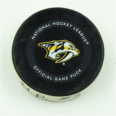 Erik Haula - Nashville Predators - Goal Puck - May 8, 2021 vs. Carolina Hurricanes (Predators Logo)