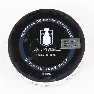 Erik Haula - Boston Bruins - Goal Puck - May 12, 2022 vs. Carolina Hurricanes (Bruins Logo) - 2022 Stanley Cup Playoffs - Round 1, Game 6