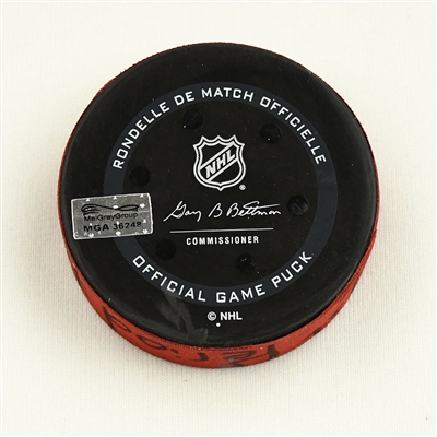 Nico Hischier - New Jersey Devils - Goal Puck - January 19, 2022 vs. Arizona Coyotes (Devils Logo) 