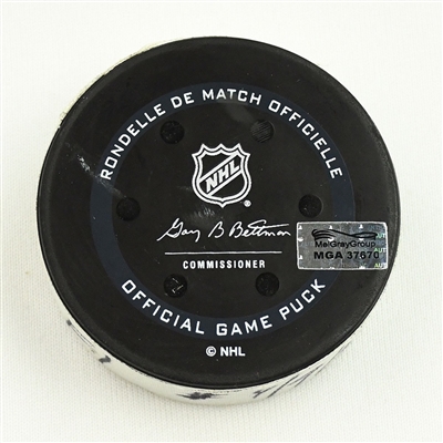Jonathan Huberdeau - Florida Panthers - Goal Puck - April 9, 2022 vs. Nashville Predators (Predators Logo) 