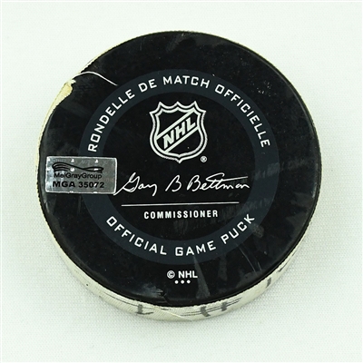 Jack Hughes - New Jersey Devils - Goal Puck - March 4, 2021 vs. New York Rangers (Devils Logo)
