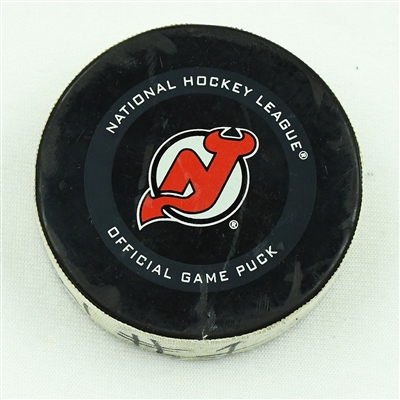 Jack Hughes - New Jersey Devils - Goal Puck - March 4, 2021 vs. New York Rangers (Devils Logo)
