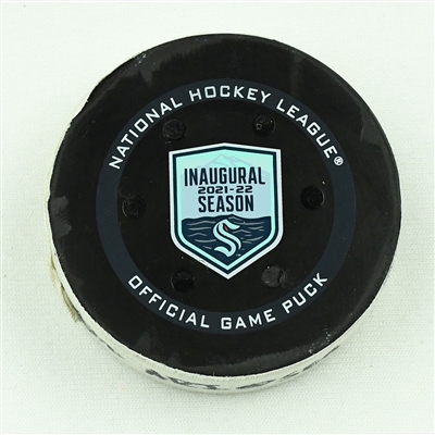 Calle Jarnkrok - Seattle Kraken - Goal Puck - February 9, 2022 vs. Arizona Coyotes (Kraken Inaugural Season Logo)