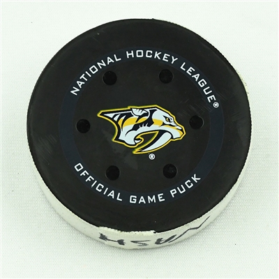 Ryan Johansen - Nashville Predators - Goal Puck - January 1, 2022 vs. Chicago Blackhawks (Predators Logo)