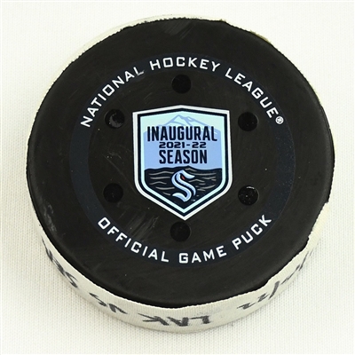 Marcus Johansson - Seattle Kraken - Goal Puck - January 15, 2022 vs. Los Angeles Kings(Kraken Inaugural Season Logo) 