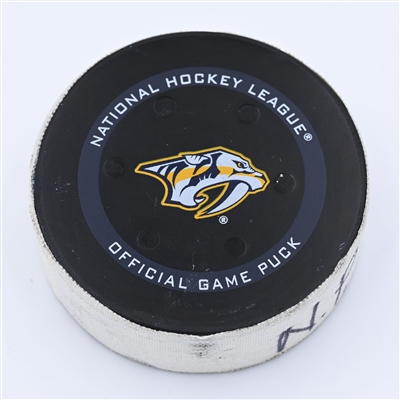 Roman Josi - Nashville Predators - Goal Puck - April 16, 2022 vs. Chicago Blackhawks (Predators Logo) - 2021-22 NHL Season