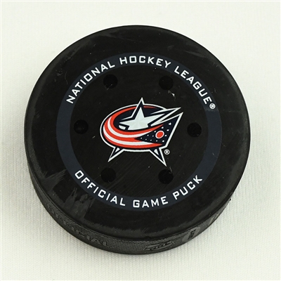 Kirill Kaprizov - Minnesota Wild - Goal Puck - March 11, 2022 vs. Columbus Blue Jackets (Blue Jackets Logo) 