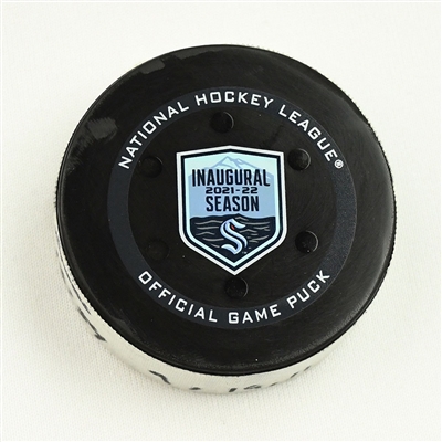 Adrian Kempe - Los Angeles Kings - Goal Puck - January 1, 2022 vs. Seattle Kraken (Kraken Inaugural Season Logo) 