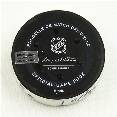 Brett Kulak - Montreal Canadiens - Goal Puck - December 4, 2021 vs. Nashville Predators (Predators Logo) 