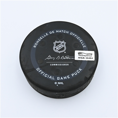 Sean Kuraly - Columbus Blue Jackets - Goal Puck - December 5, 2021 vs. San Jose Sharks (Blue Jackets Logo)
