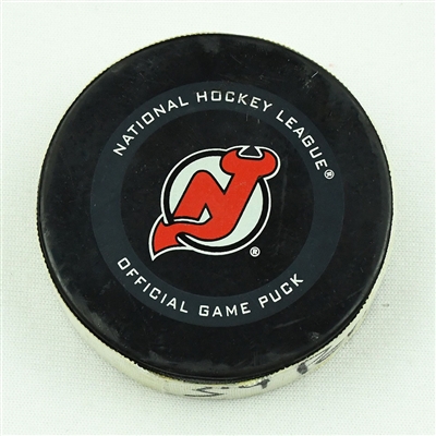 Alexis Lafreniere - New York Rangers - Goal Puck - March 4, 2021 vs. New Jersey Devils (Devils Logo)