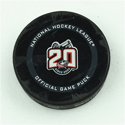 Patrik Laine - Columbus Blue Jackets - Goal Puck - April 12, 2021 vs. Chicago Blackhawks (Blue Jackets 20th Anniversary Logo)
