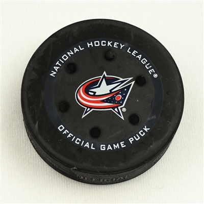 Patrik Laine - Columbus Blue Jackets - Goal Puck - March 7, 2022 vs. Toronto Maple Leafs (Blue Jackets Logo) 