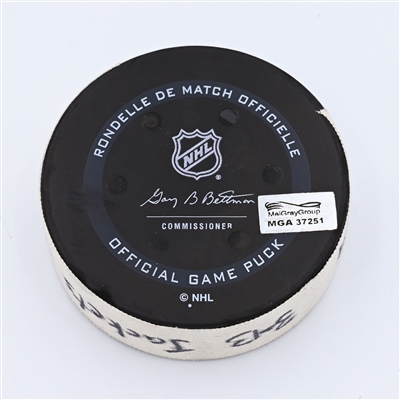 Patrik Laine - Columbus Blue Jackets - Goal Puck - March 13, 2022 vs. Vegas Golden Knights (Blue Jackets Logo) - 2021-22 NHL Season