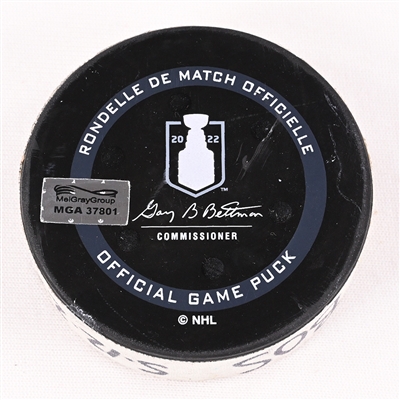 Curtis Lazar - Boston Bruins - Goal Puck - May 12, 2022 vs. Carolina Hurricanes (Bruins Logo) - 2022 Stanley Cup Playoffs - Round 1, Game 6