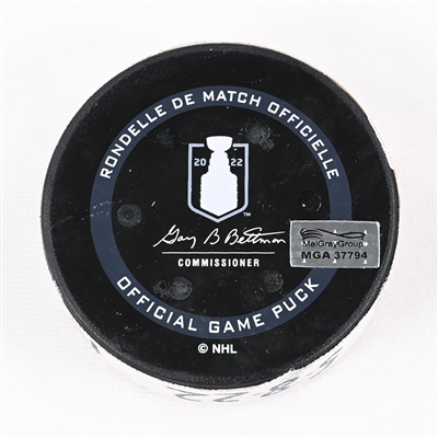 Brad Marchand - Boston Bruins - Goal Puck - May 8, 2022 vs. Carolina Hurricanes (Bruins Logo) - 2022 Stanley Cup Playoffs - Round 1, Game 4