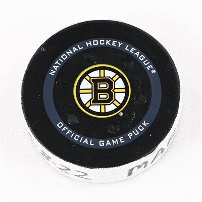 Brad Marchand - Boston Bruins - Goal Puck - May 8, 2022 vs. Carolina Hurricanes (Bruins Logo) - 2022 Stanley Cup Playoffs - Round 1, Game 4