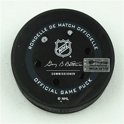 Mason Marchment - Florida Panthers - Goal Puck - January 31, 2022 vs. Columbus Blue Jackets (Blue Jackets Logo)