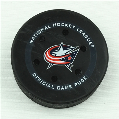 Mason Marchment - Florida Panthers - Goal Puck - January 31, 2022 vs. Columbus Blue Jackets (Blue Jackets Logo)