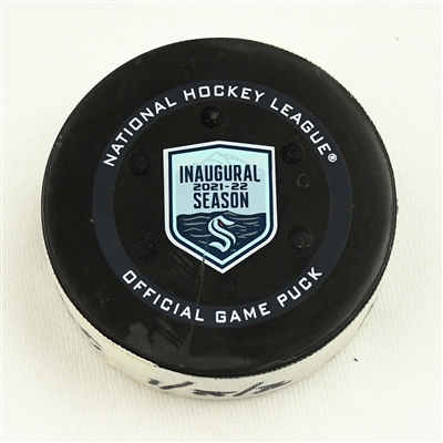 Jared McCann - Seattle Kraken - Goal Puck - January 25, 2022 vs. Nashville Predators (Kraken Inaugural Season Logo) 