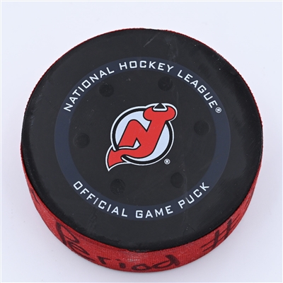 Dawson Mercer - New Jersey Devils - Goal Puck - April 29, 2022 vs Detroit Red Wings (New Jersey Devild logo) - 2021-22 NHL Season