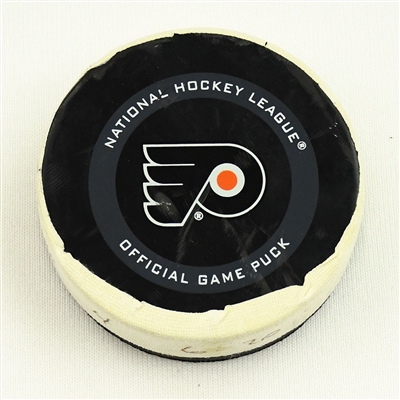 Brandon Montour - Buffalo Sabres - Goal Puck - March 9, 2021 vs. Philadelphia Flyers (Flyers Logo) 