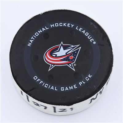 Artemi Panarin - New York Rangers - Goal Puck - January 27, 2022 vs. Columbus Blue Jackets (Blue Jackets Logo) - 2021-22 NHL Season