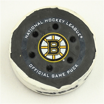 David Pastrnak - Boston Bruins - Goal Puck - January 4, 2022 vs. New Jersey Devils (Bruins Logo) 