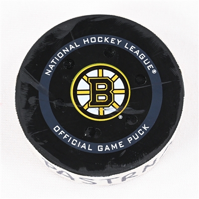 David Pastrnak - Boston Bruins - Goal Puck - May 8, 2022 vs. Carolina Hurricanes (Bruins Logo) - 2022 Stanley Cup Playoffs - Round 1, Game 4
