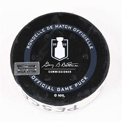 Brett Pesce - Carolina Hurricanes - Goal Puck - May 8, 2022 vs. Boston Bruins (Bruins Logo) - 2022 Stanley Cup Playoffs - Round 1, Game 4
