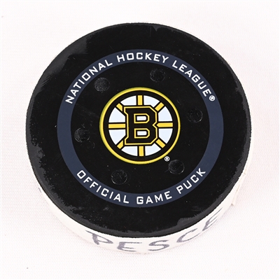 Brett Pesce - Carolina Hurricanes - Goal Puck - May 8, 2022 vs. Boston Bruins (Bruins Logo) - 2022 Stanley Cup Playoffs - Round 1, Game 4