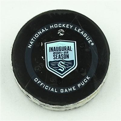 Victor Rask - Seattle Kraken - Goal Puck - April 18, 2022 vs. Ottawa Senators (Kraken Inaugural Season Logo)