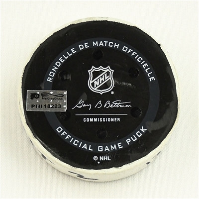 Lucas Raymond - Detroit Red Wings - Goal Puck - February 9, 2022 vs. Philadelphia Flyers (Flyers Logo) 
