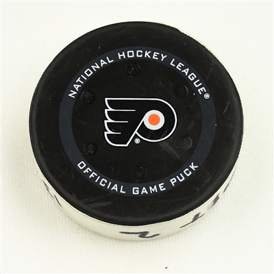 Lucas Raymond - Detroit Red Wings - Goal Puck - February 9, 2022 vs. Philadelphia Flyers (Flyers Logo) 