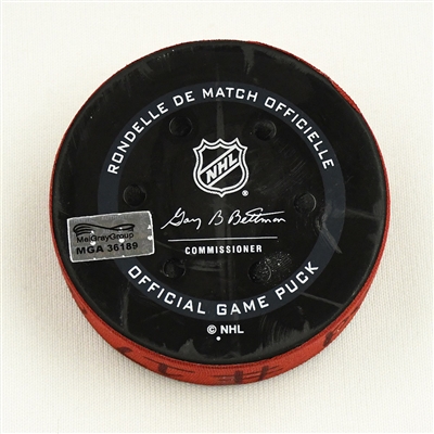 Yegor Sharangovich - New Jersey Devils - Goal Puck - December 31, 2021 vs. Edmonton Oilers (Devils Logo) 